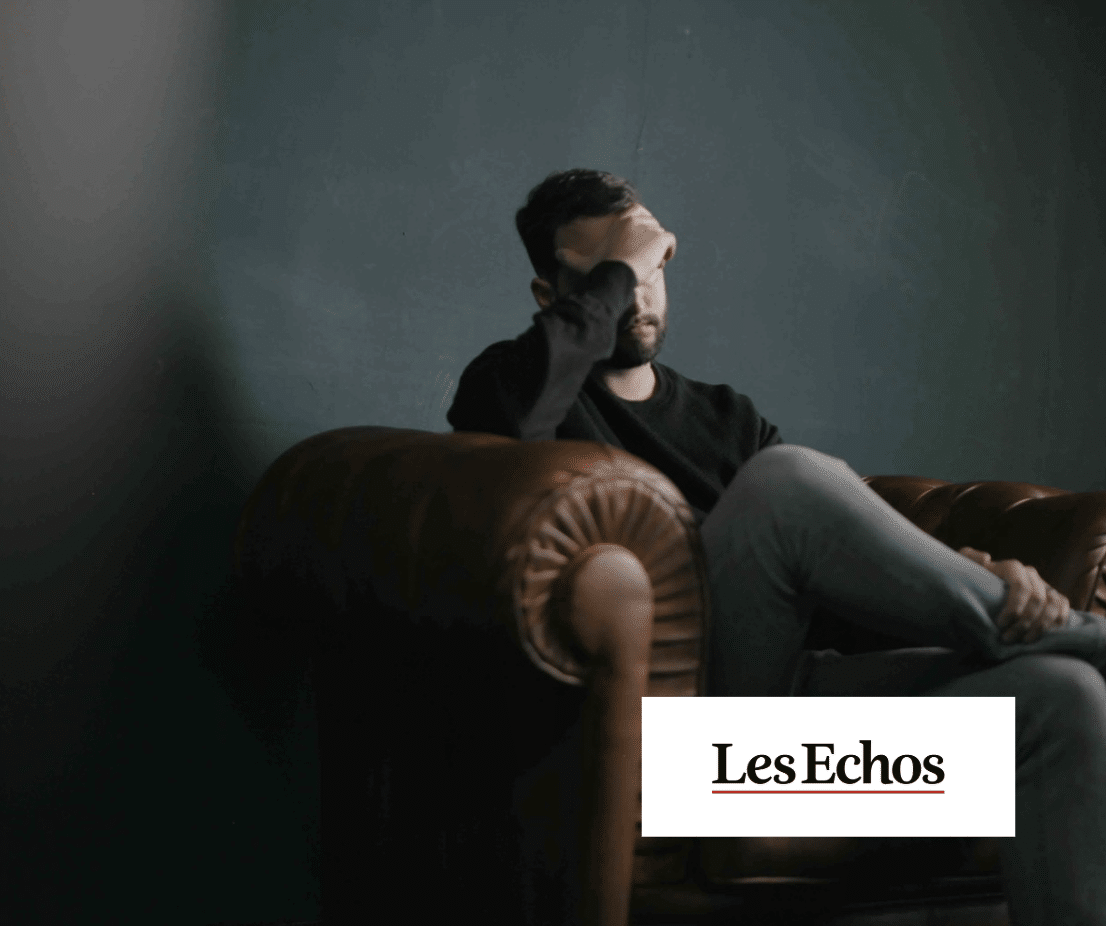 Couverture de la revue de presse sur l'article Les Echos sur l'enjeu préoccupant de la santé mentale de nos dirigeants.
