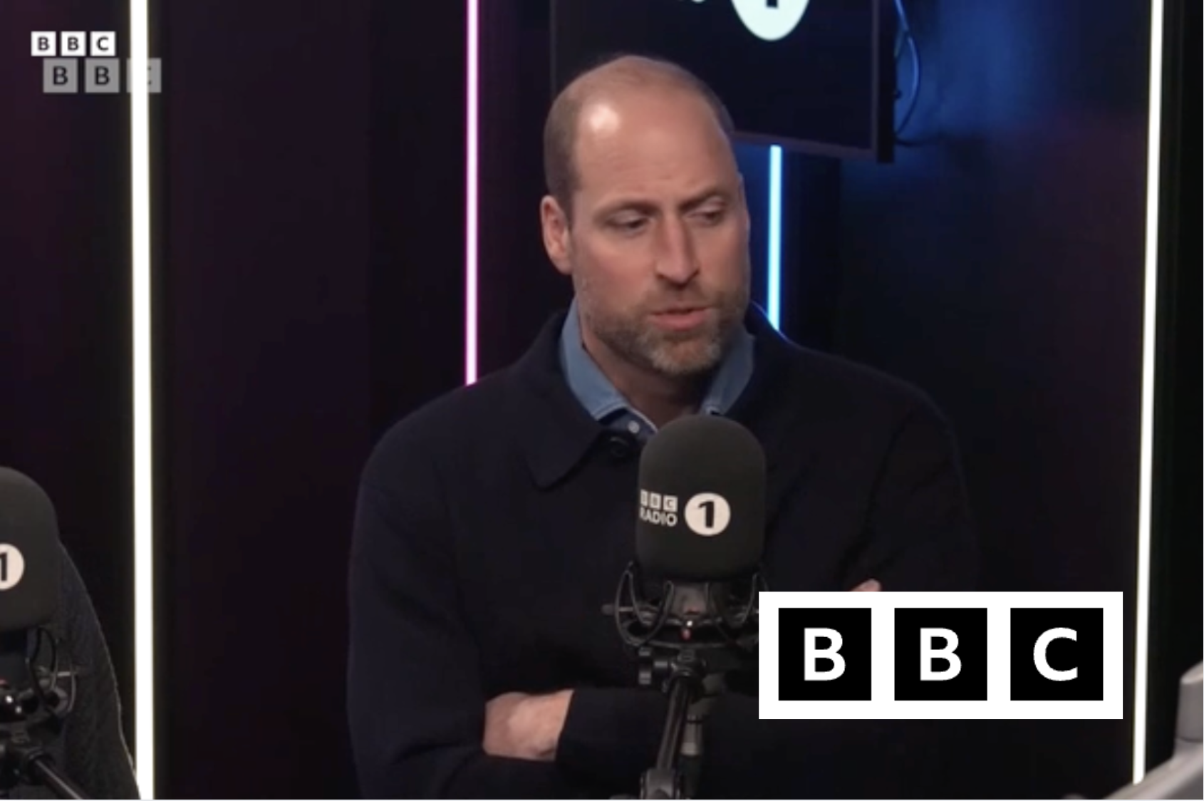 Capture d'écran du passage BBC du Prince William au sujet de la santé mentale des hommes.